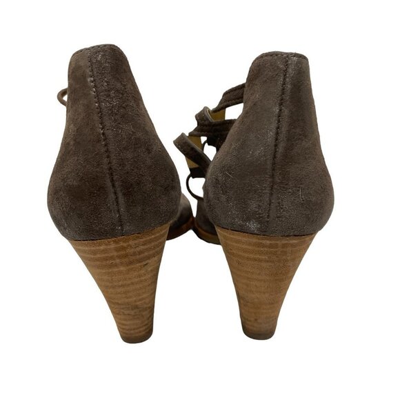 Paul Green Suede Open Toe 3" Heels size UK 5/US 7 UK Front Tie Brown Shoes - Picture 7 of 10